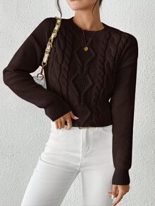 Sprig & Strand Suéter casual versátil de unicolor para otoño/invierno - Café integral - Ver 1