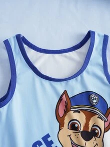 SHEIN | PAW Patrol Young Boy Cartoon Print Top And Boxer Briefs Underwear Set - Blue and White - View 4