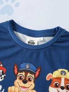 SHEIN | PAW Patrol 小男孩字母卡通圖案休閒日常短袖T恤 - 彩色 - 查看 4