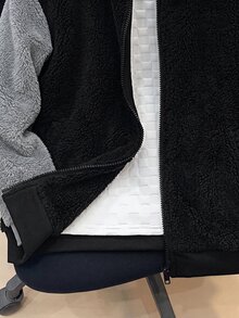SHEIN 兒童青少年男孩開學休閒連帽對比色保暖內裡厚實梭織黑色秋冬外套，適合學校、花園、生日 - 彩色 - 查看 3