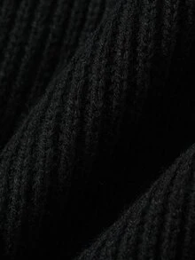 DAZY Autumn/Winter V-Neck Cardigan With Cuffed Sleeves And Hem, Solid Black Commuter Style Men's Cardigan - Black - View 8