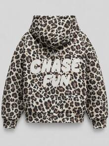 SHEIN Gorro de peluche con estampado de leopardo y patrón de estrella de cinco puntas, estilo casual de calle para niña preadolescente, adecuado para ropa de calle y sudaderas - Marrón - Ver 5