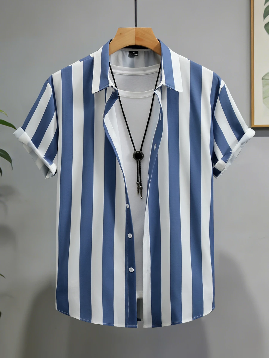 Manfinity Homme Men's Striped Casual Versatile Everyday Commute Shirt - Multicolor - View 1
