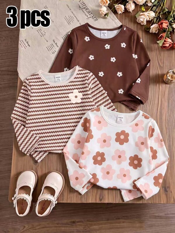 Baby Girl Floral Print Round Neck Casual Daily Top