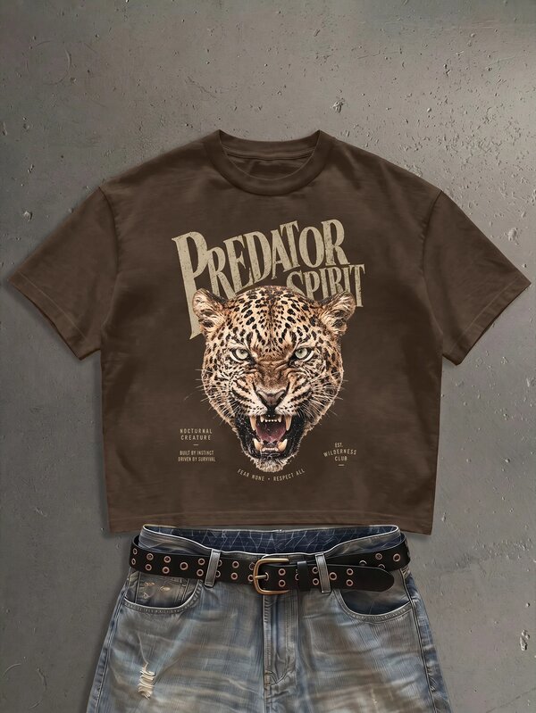 StoneGrade Men's Leopard Print Casual Daily Short Sleeve T-Shirt