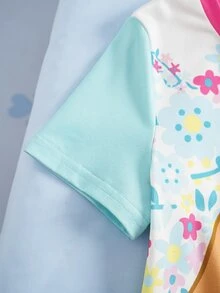 SHEIN | PAW Patrol Young Girl Crew Neck Short Sleeve T-Shirt And Shorts Loungewear Set - Mint Green - View 5