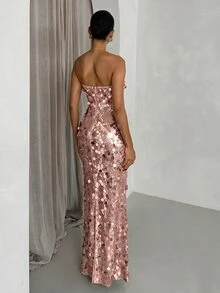 SHEIN Glamour 女式長連身裙 - 粉色 - 查看 2
