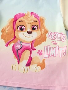 SHEIN | PAW Patrol Young Girl Letter Cartoon Print Casual Daily Short Sleeve T-Shirt - Multicolor - View 5