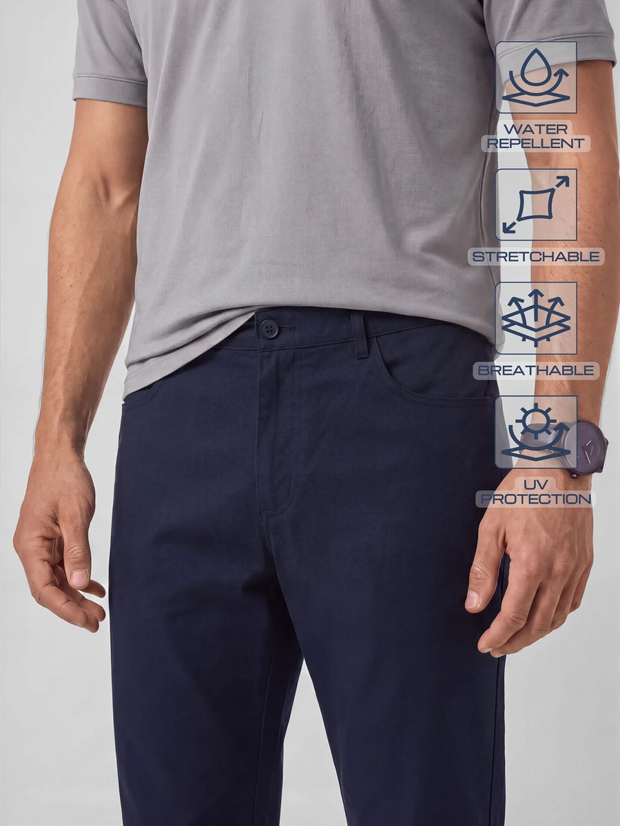 TekDrob Celana Lurus dengan Saku Tempel di Belakang - Navy Blue - View 1