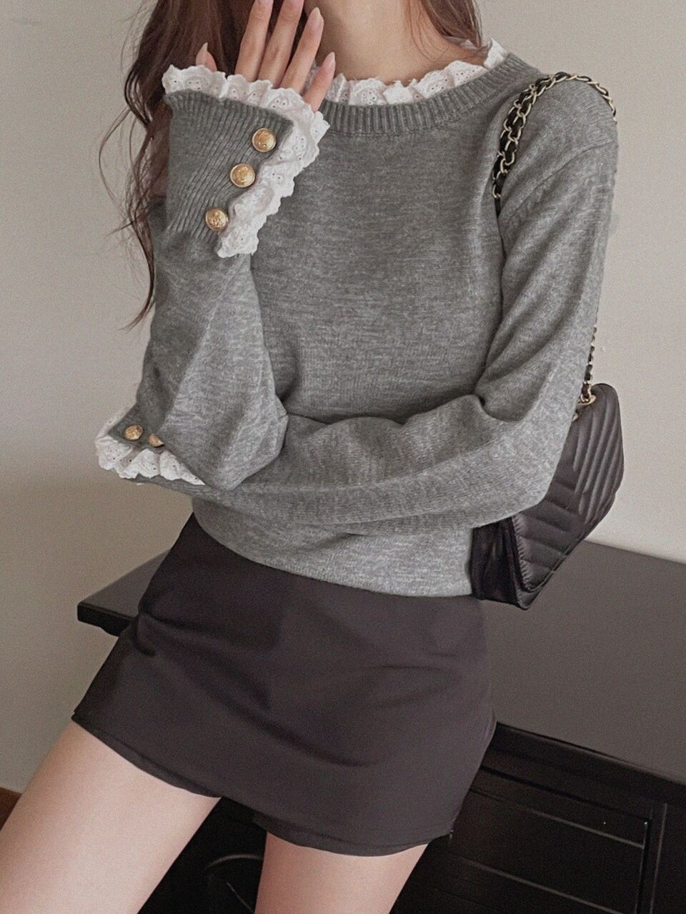 Patchwork Contrast Color Trim Loose Long Sleeve Casual Vacation Old Money Elegant Autumn/Winter Pullover Knit Sweater For Women