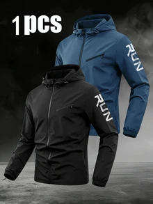Gym Rark Men's Letter Pattern Zipper Casual Daily Travel Sports Jacket - Black - View 1