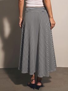 COSMINA Women's Striped Asymmetrical Hem Skirt - Multicolor - View 4
