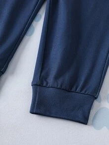 SHEIN | PAW Patrol Young Boy Striped Cartoon Print T-Shirt And Long Pants Set - Navy Blue - View 10