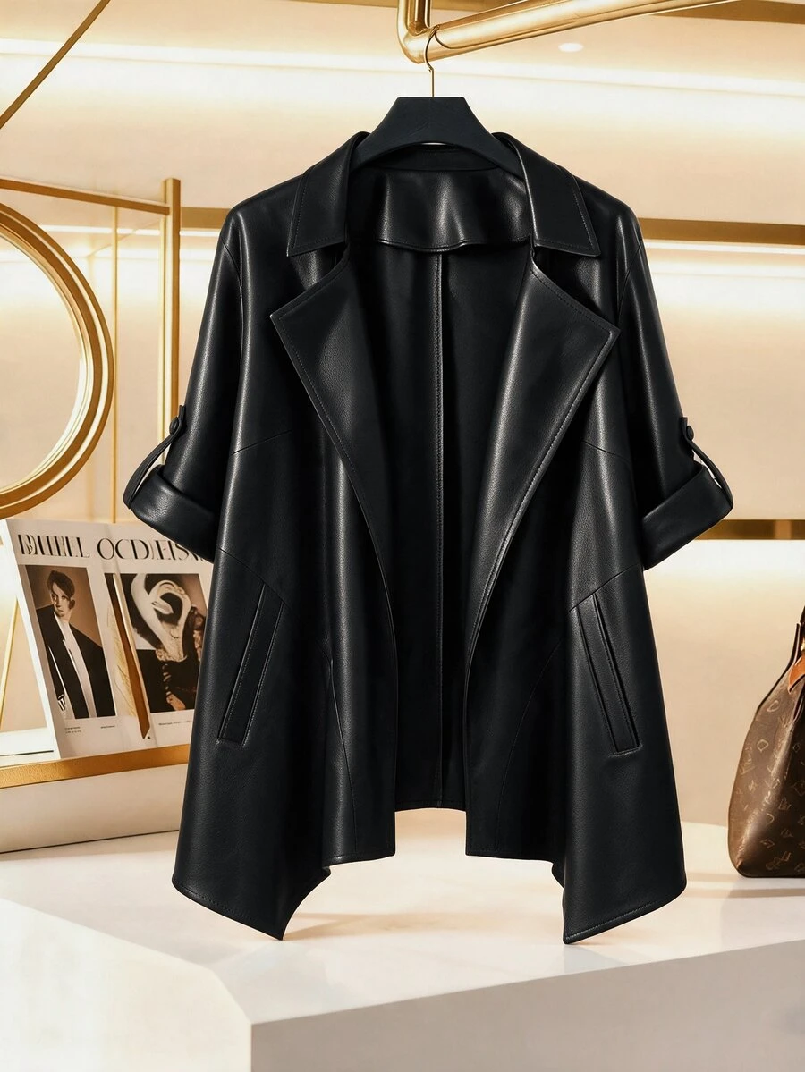 GlowEve CURVE Casual Daily Asymmetrical Front And Back Women's Plus Size Blazer - Black - View 1