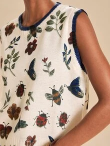 Travachic Women's All-Over Print Casual Cottagecore Cute Daily Brunch Knit Top Off-White Autumn - Multicolor - View 1