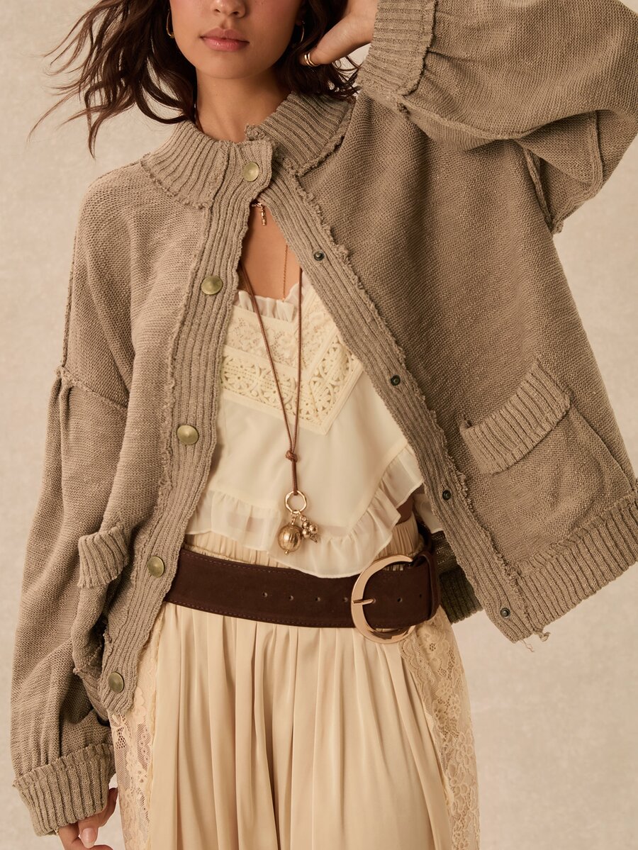 Easelle Vintage Bohemian Distressed Patchwork Loose Comfortable Women's Cardigan - Green - View 1