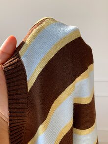 Comfortcana 女款拼色長袖上衣與短褲針織套裝 - 棕色 - 查看 9