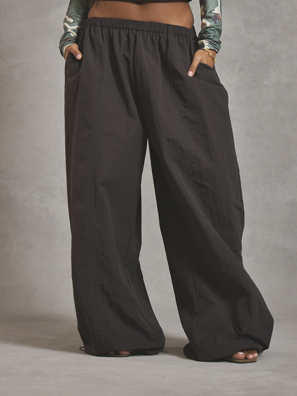 Pantalon parachute en nylon à taille élastiquée, petite taille, automne-hiver, rentrée scolaire, quotidien