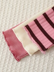 SHEIN 女嬰秋冬可愛蝴蝶結刺繡羅紋布波浪高領長袖3件套 - 彩色 - 查看 7