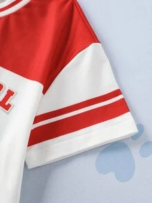 SHEIN | PAW Patrol Young Boy Letter Cartoon Print Casual Daily Short Sleeve T-Shirt - Red - View 6
