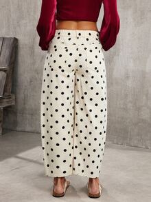 SHEIN PETITE CURVE Celana Jeans Wanita Ukuran Besar dengan Desain Saku dan Motif Polkadot, Model Tapered (Meruncing) - Aprikot - View 9