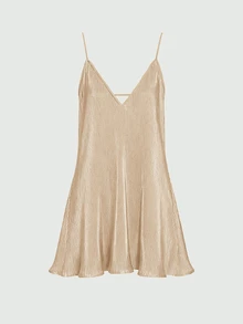 RiviMae Plus Size Women Solid Color Backless Spaghetti Strap Dress - Apricot - View 7
