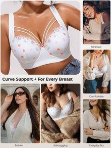 Bareli Dear 1pc Sexy Lace Plus Size Comfortable Seamless Push-Up Adjustable Underwire Bra - Multicolor - View 6