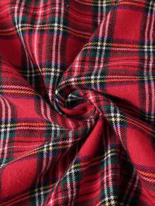 Rometta Plus Size Plaid Patchwork Waist Design Flared Dress Fall - Multicolor - View 7
