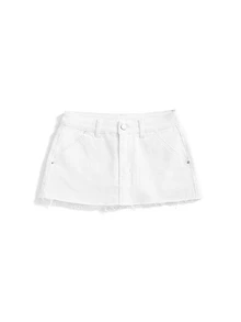 ROMWE Women's Y2K Millennium Hot Girl Sexy Denim Mini Skirt - White - View 2