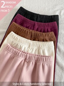 Souflis Souflis 5件組隨機款 2件秋/冬保暖內裡加厚連體毛絨女孩甜美可愛百搭軟底密毛飾邊內搭褲 - 彩色 - 查看 3