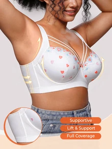 Bareli Dear 1pc Sexy Lace Plus Size Comfortable Seamless Push-Up Adjustable Underwire Bra - Multicolor - View 7
