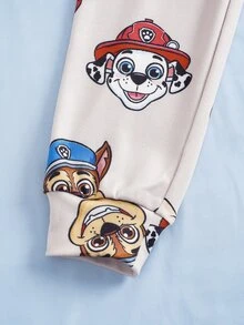 SHEIN | PAW Patrol 小男孩卡通印花短袖上衣與長褲休閒日常居家睡衣套裝 - 杏色 - 查看 8