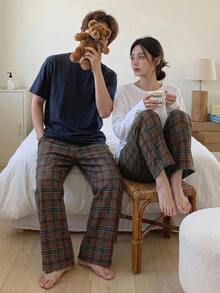 DAZY Spring Plaid Multi-Color Long Pants Men's Loungewear - Multicolor - View 8