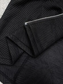 Easura Autumn Casual Textured Plus Size Jacket Fall - Black - View 7