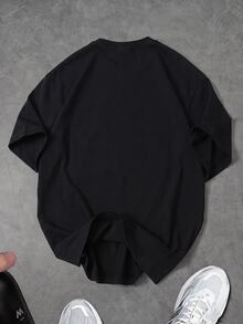 Sport MetroGents 男士牛頭印花休閒日常短袖T恤 - 黑色 - 查看 2