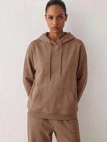 YARNWELL Sweatshirt Lengan Panjang Saku Ukuran Plus Fashion Kasual - Unta - View 9