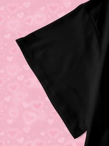 THE POWERPUFF GIRLS X SHEIN 波普藝術趣味卡通印花黑色短袖大尺碼T恤 - 白色 - 查看 6