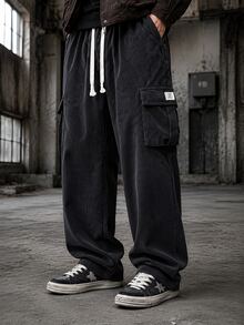 Sorvial Men's Casual Corduroy Long Pants - Black - View 1