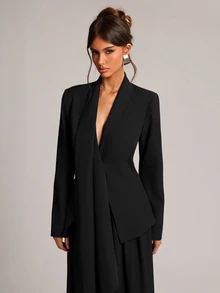 SHEIN BAE Fashionable Elegant Commuter Blazer - Black - View 6