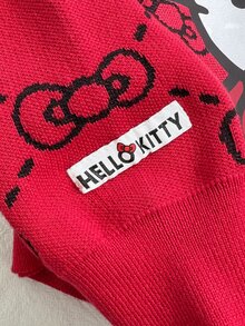 HELLO KITTY AND FRIENDS | SHEIN GraphicGems 青少年女孩秋冬時尚簡約厚針織長袖上衣 - 紅色 - 查看 6
