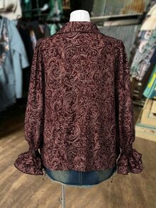 Franclia Plus Size Casual Vintage Single-Breasted Printed Shirt Fall - Brown - View 2
