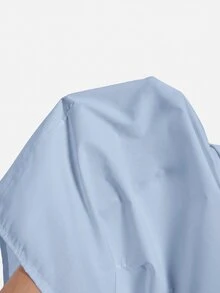 SHEIN ICON 女款素色休閒百搭短袖襯衫，適合日常穿著 - 淺藍色 - 查看 5