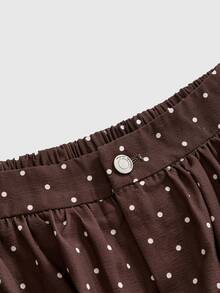 ROMWE Vintage Y2K Retro Polka Dot Sweet Versatile Low Waist Women's Shorts - Brown - View 3