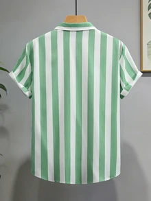 Manfinity Homme Men's Striped Colorblock Casual Short Sleeve Shirt For Daily Wear - Multicolor - View 2