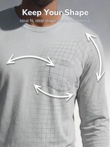 TekDrob Anti-Odor Straight Modal T-Shirt With Single Patch Pocket And Long Sleeves - Grey - View 4