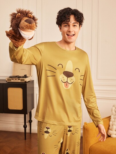 Provexi Provexi Men's Long Sleeve Long Pants Printed Loungewear