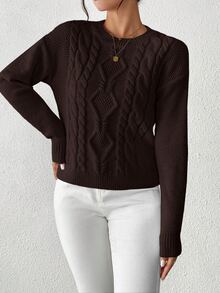 Sprig & Strand Suéter casual versátil de unicolor para otoño/invierno - Café integral - Ver 5