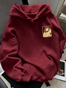 Resyla 女款向日葵印花長袖休閒運動衫 - 酒紅色 - 查看 2