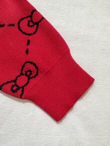 HELLO KITTY AND FRIENDS | SHEIN GraphicGems 青少年女孩秋冬時尚簡約厚針織長袖上衣 - 紅色 - 查看 5