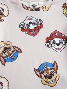 SHEIN | PAW Patrol 小男孩卡通印花短袖上衣與長褲休閒日常居家睡衣套裝 - 杏色 - 查看 4